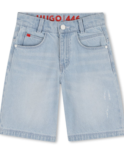 Kids Atelier Hugo Loose Fit - Bleach Grows Denim Shorts
