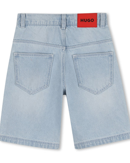 Kids Atelier Hugo Loose Fit - Bleach Grows Denim Shorts