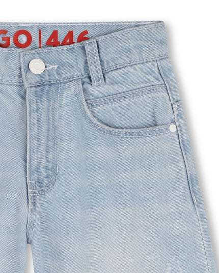 Kids Atelier Hugo Loose Fit - Bleach Grows Denim Shorts