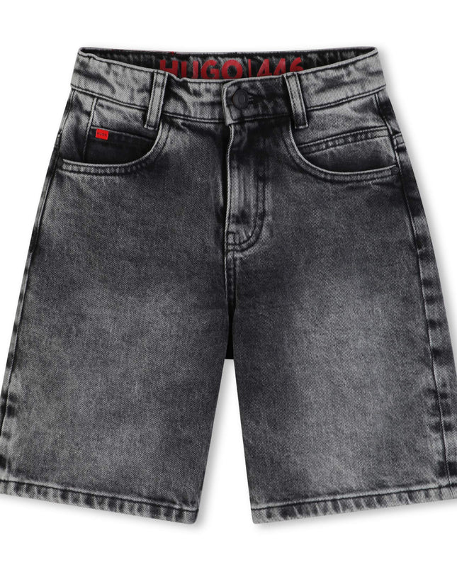 Kids Atelier Hugo Black Lave-Denim Shorts