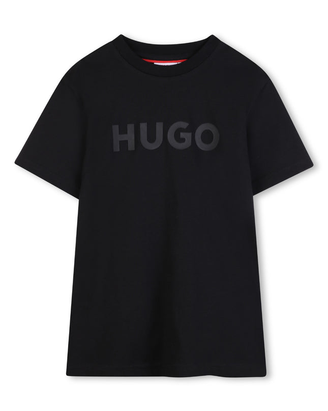 Kids Atelier Hugo Black Short Sleeve T-shirt con logo