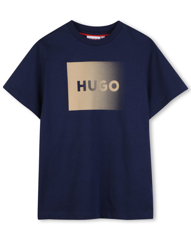 Kids Atelier Hugo Boys Navy Mini Me White Logo T-Shirt