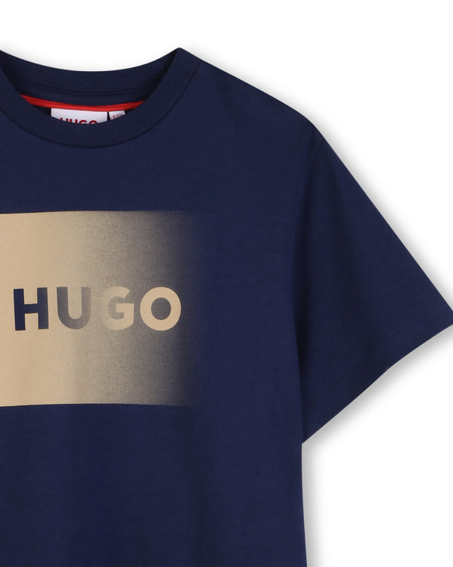 Kids Atelier Hugo Boys Navy Mini Me White Logo T-Shirt