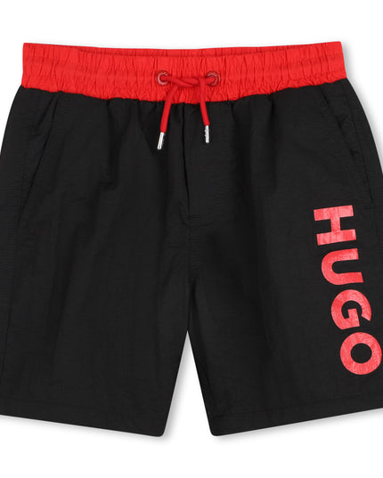 Kids Atelier Hugo Boys Black Logo Swimshorts  