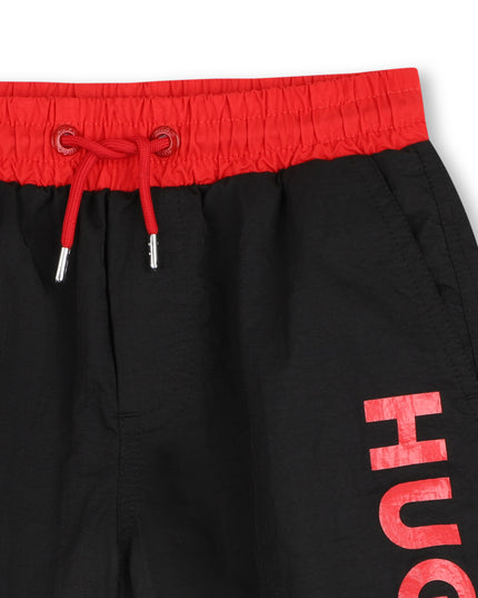 Kids Atelier Hugo Boys Black Logo Swimshorts  