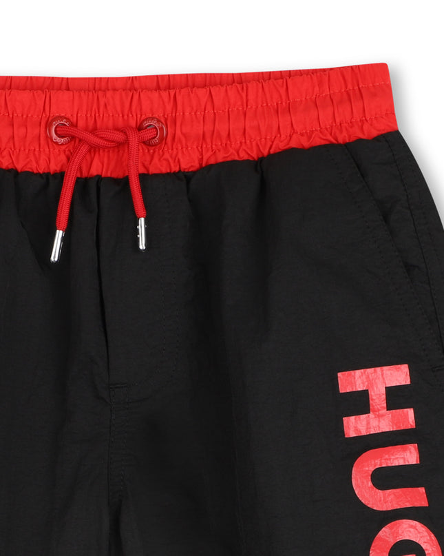Kids Atelier Hugo Boys Black Logo Swimshorts  