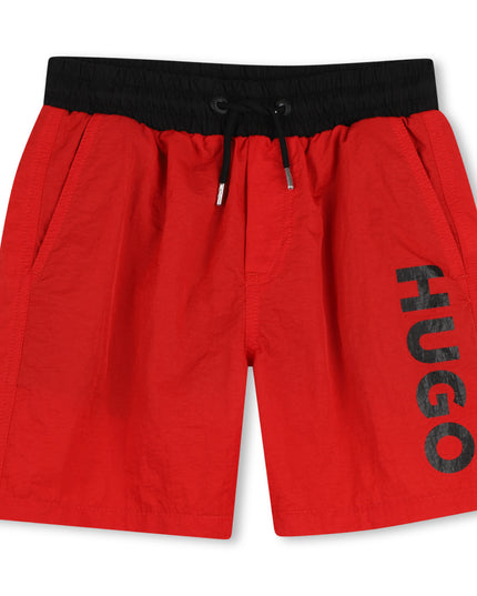 Kids Atelier Hugo Boys Red Logo Swimshorts