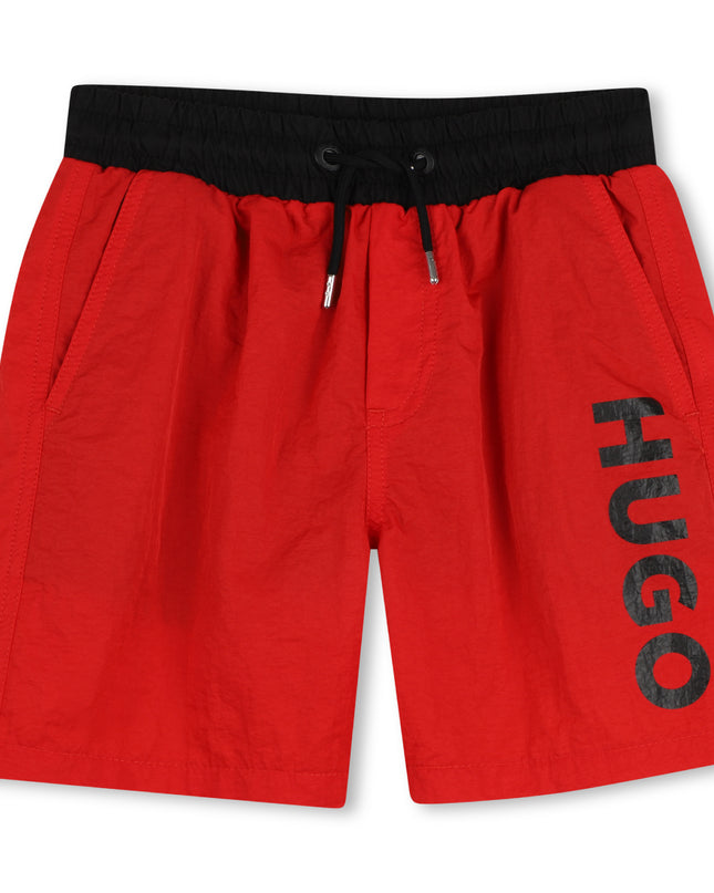 Kids Atelier Hugo Boys Red Logo Swimshorts