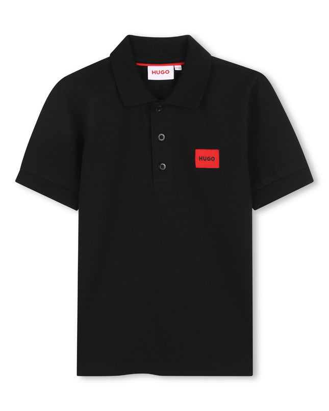 Kids Atelier Hugo Boys Mini Me Black Logo Polo Shirt