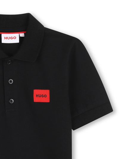 Kids Atelier Hugo Boys Mini Me Black Logo Polo Shirt