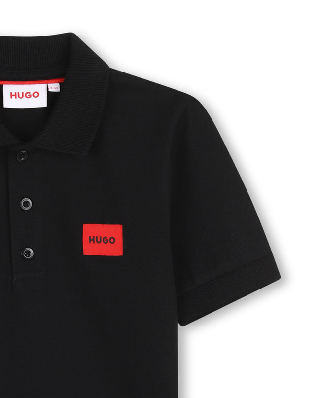 Kids Atelier Hugo Boys Mini Me Black Logo Polo Shirt