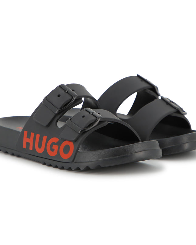 Kids Atelier Hugo Boys Black Logo Sliders