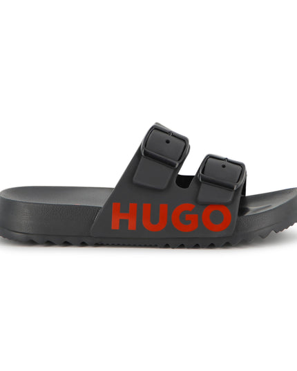 Kids Atelier Hugo Boys Black Logo Sliders