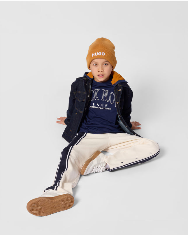 kids atelier hugo Cream Striped Jogging Pants