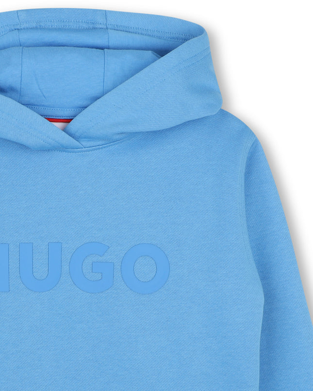 kids atelier hugo Light Blue Logo Hooded Sweatshirt