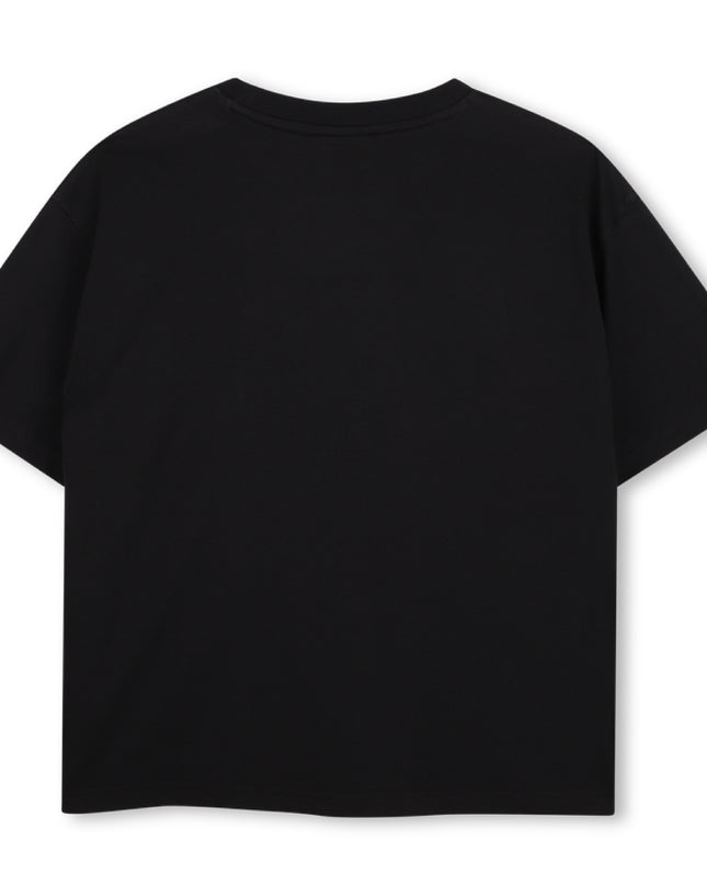 kids atelier hugo Black Logo Short Sleeve T‑Shirt