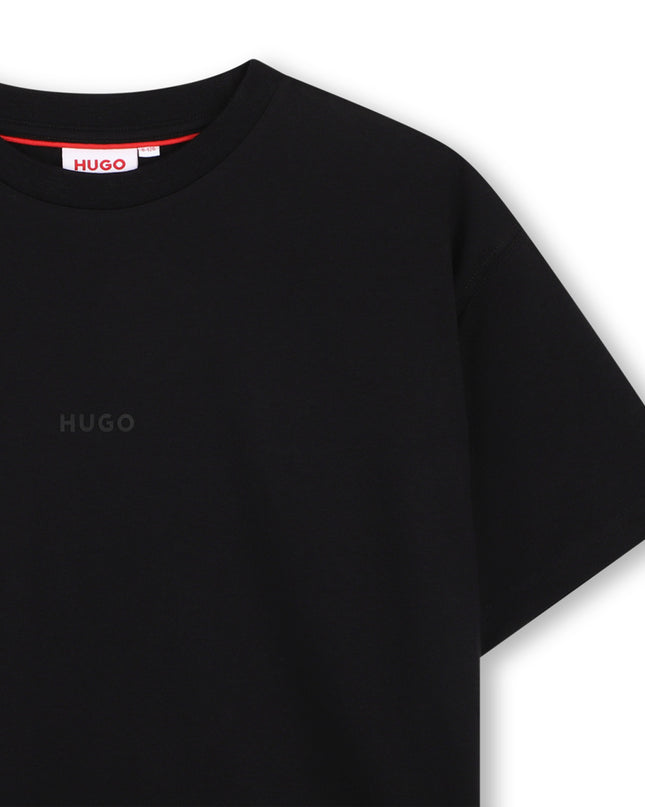 kids atelier hugo Black Logo Short Sleeve T‑Shirt