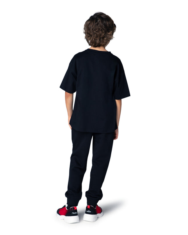kids atelier hugo Black Logo Short Sleeve T‑Shirt