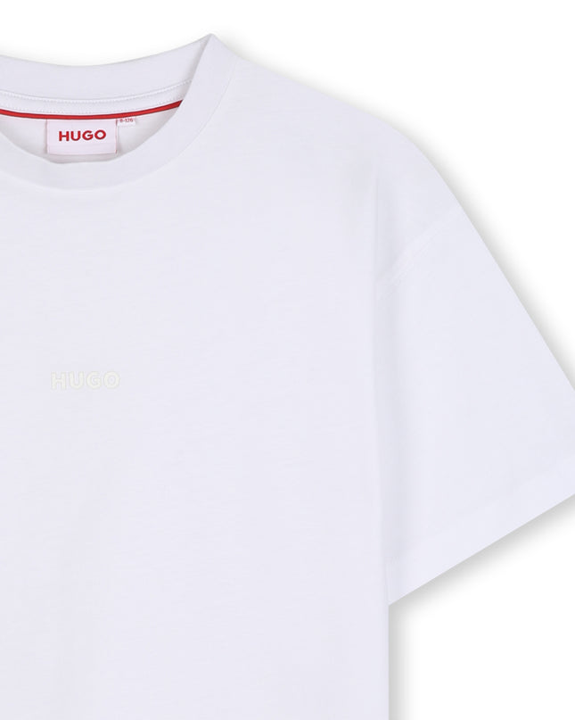 kids atelier hugo White Logo Short Sleeve T‑Shirt
