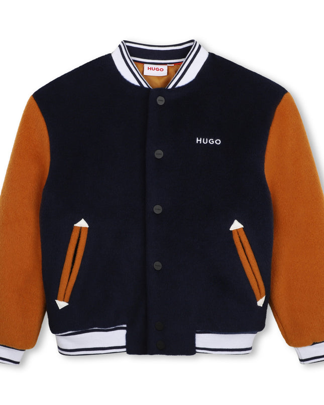 kids atelier Hugo Navy & Burnt Orange Teddy Jacket