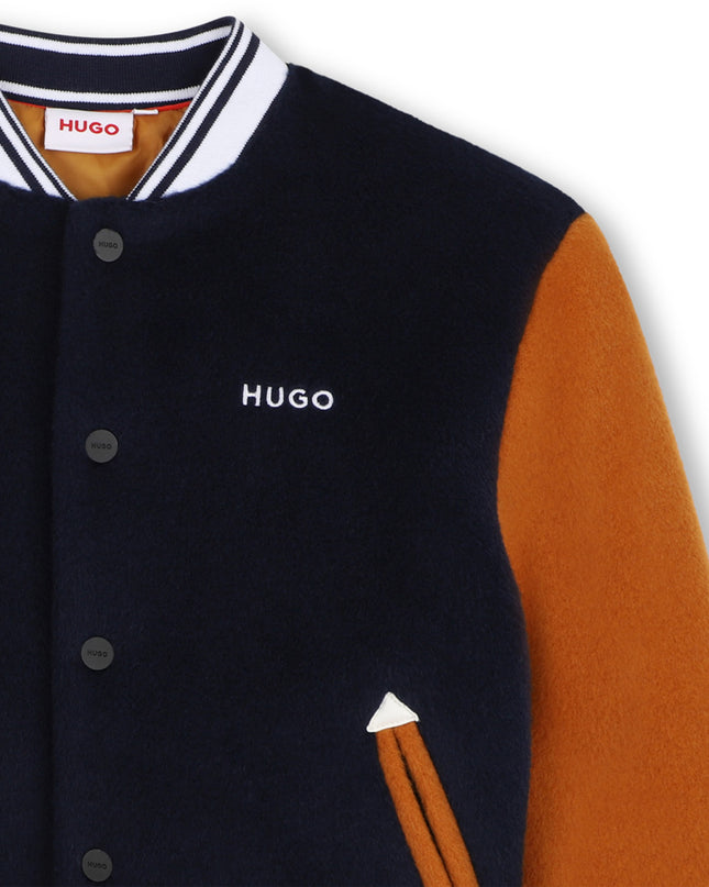 kids atelier Hugo Navy & Burnt Orange Teddy Jacket
