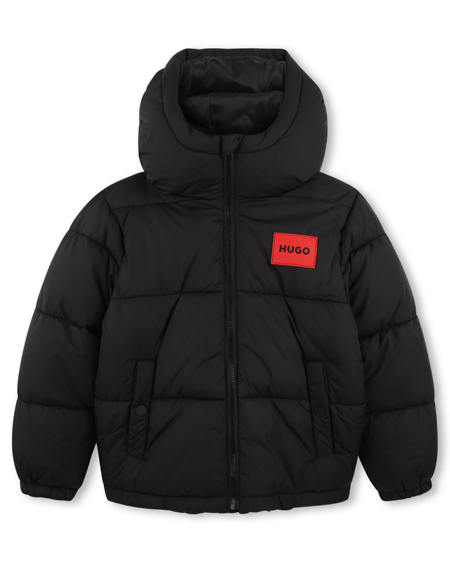 kids atelier hugo Black Hooded Padded Jacket