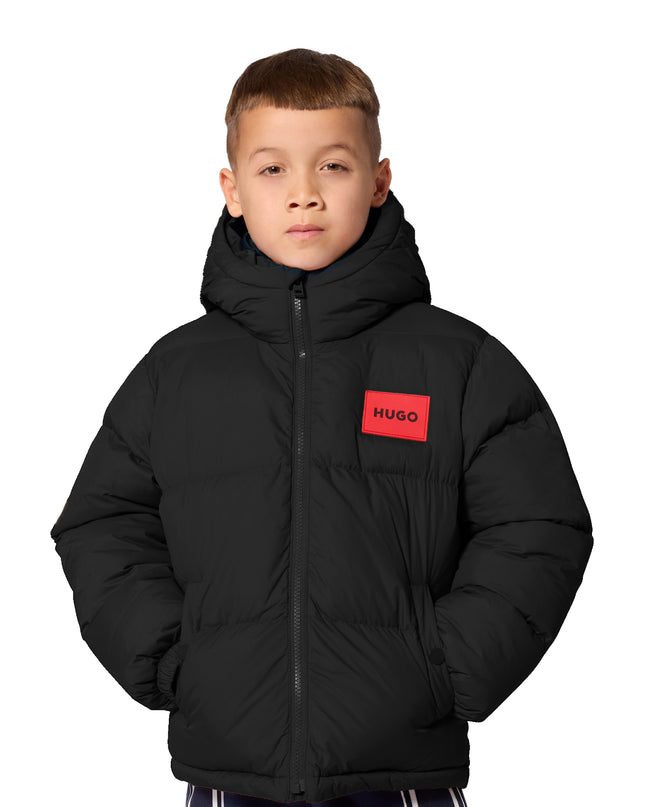 kids atelier hugo Black Hooded Padded Jacket