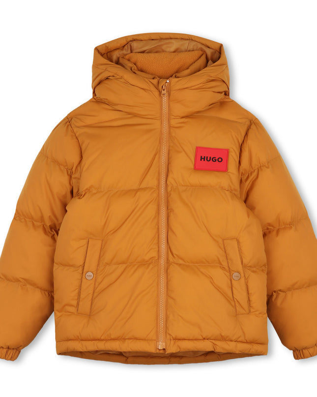 kids atelier hugo Sudan Brown Hooded Padded Jacket