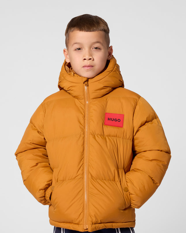 kids atelier hugo Sudan Brown Hooded Padded Jacket
