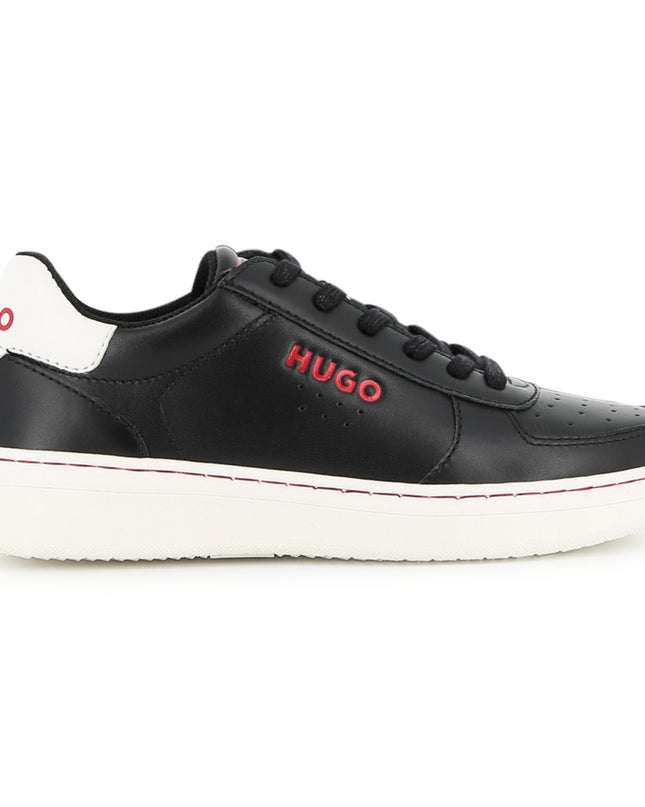 kids atelier hugo Black Leather Sneakers