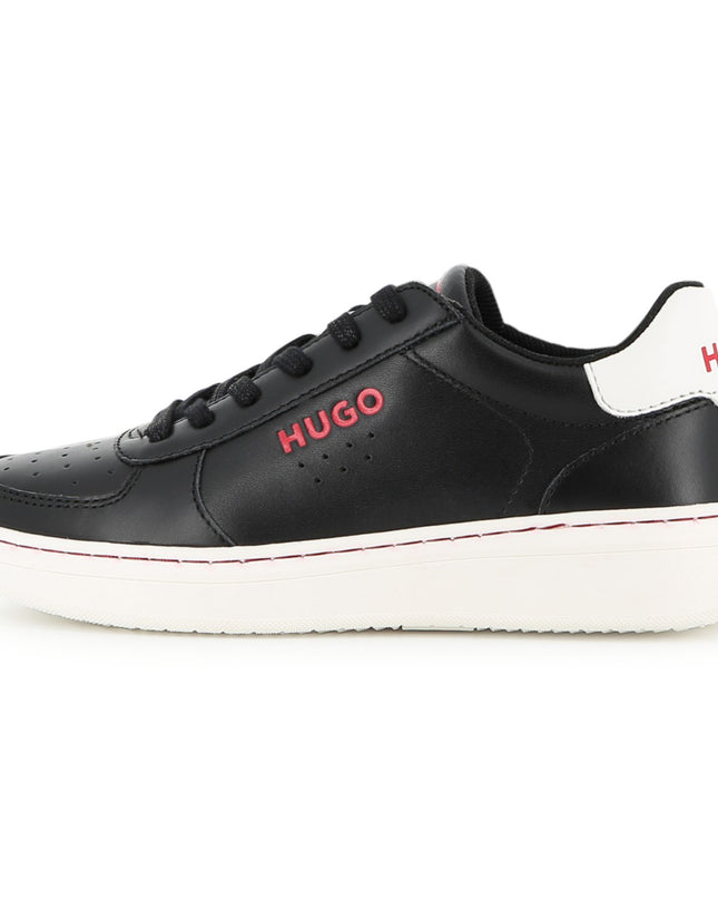 kids atelier hugo Black Leather Sneakers