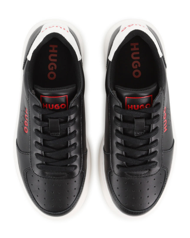kids atelier hugo Black Leather Sneakers