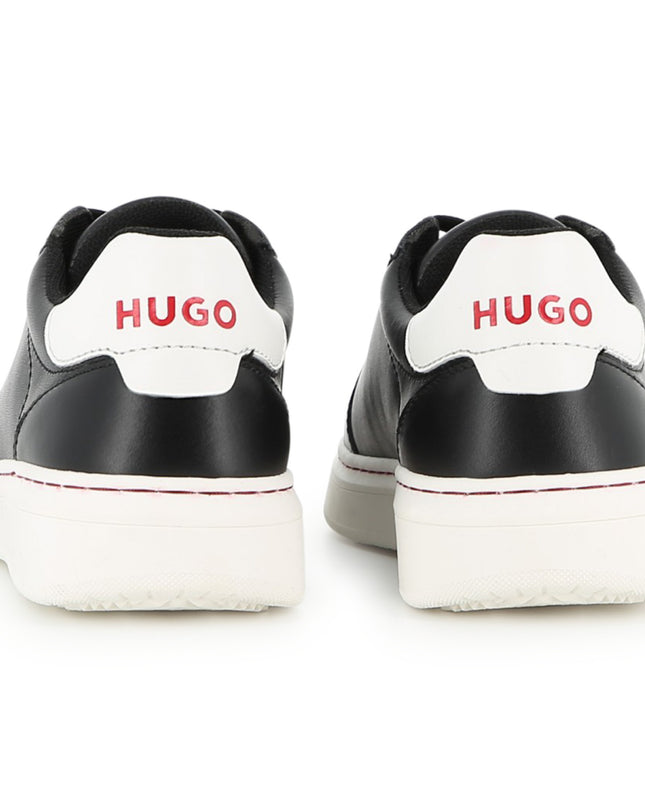 kids atelier hugo Black Leather Sneakers