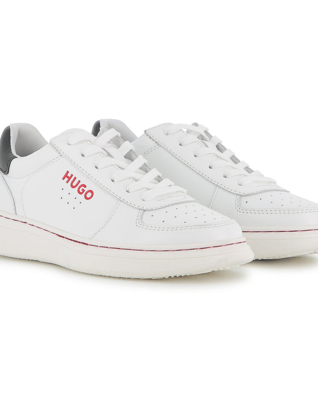 kids atelier hugo White Leather Sneakers