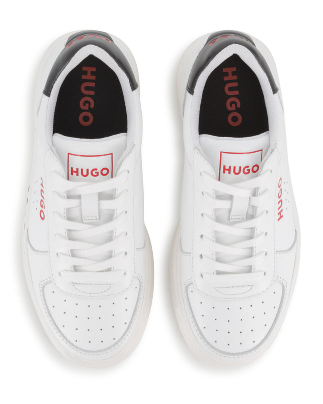 kids atelier hugo White Leather Sneakers