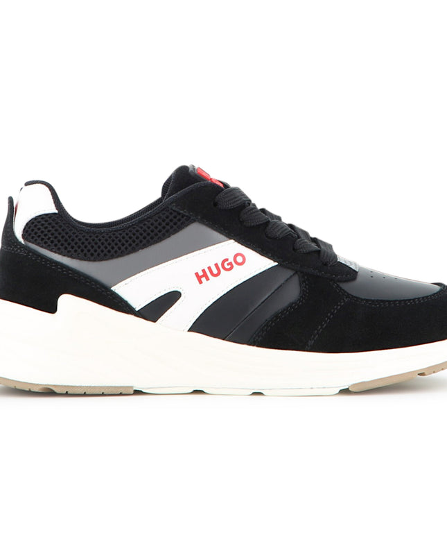 kids atelier hugo Black Faux Suede Sneakers