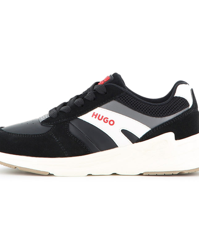 kids atelier hugo Black Faux Suede Sneakers