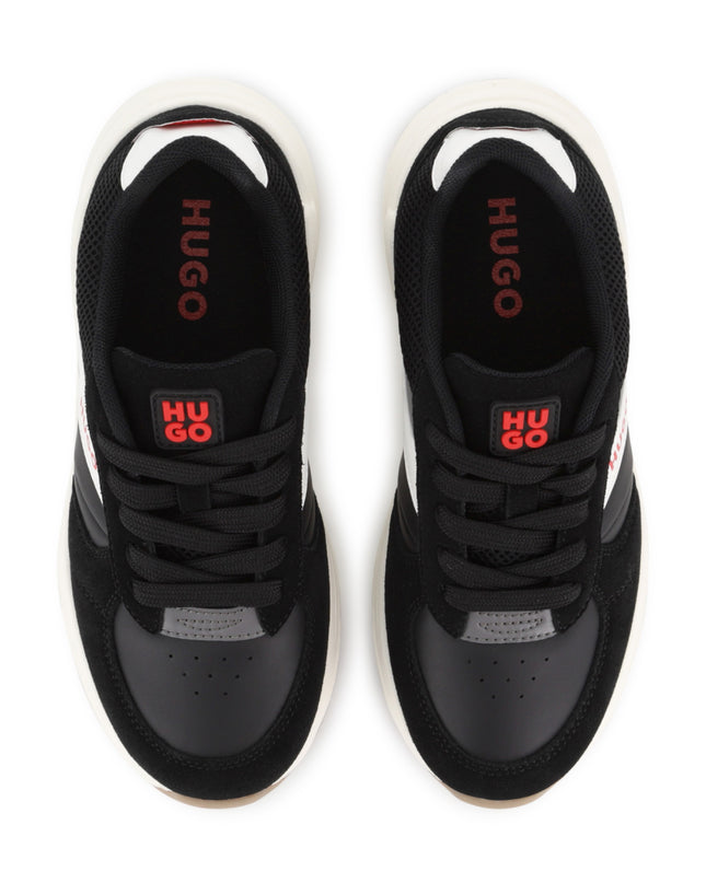 kids atelier hugo Black Faux Suede Sneakers