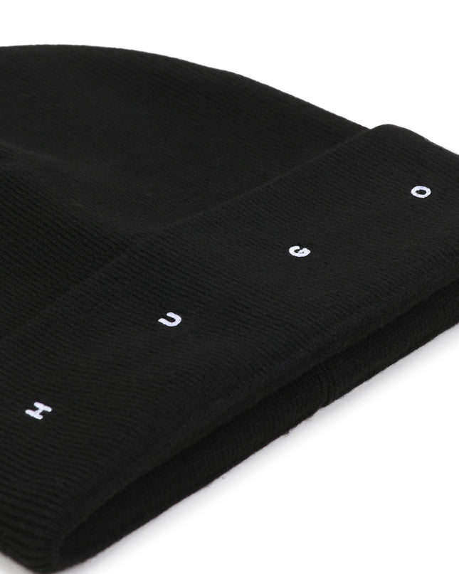 kids atelier hugo Black Knit Logo Beanie