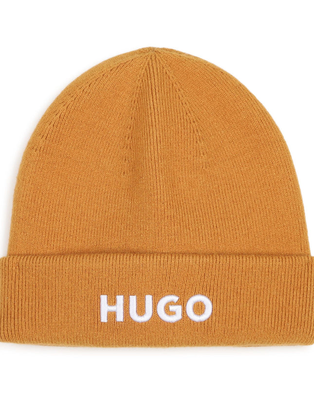 kids atelier hugo Sudan Brown Knit Logo Beanie