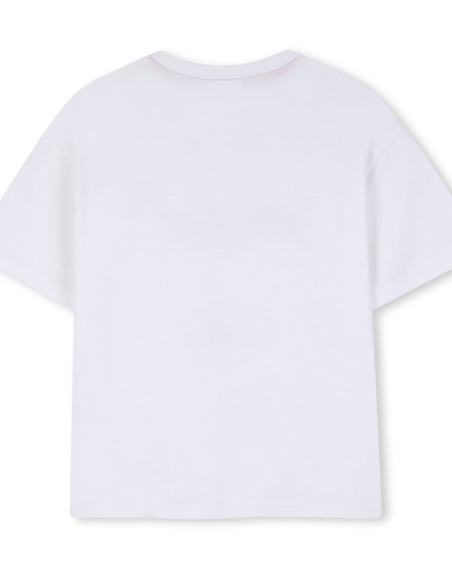 kids atelier hugo White Crewneck Logo T‑Shirt