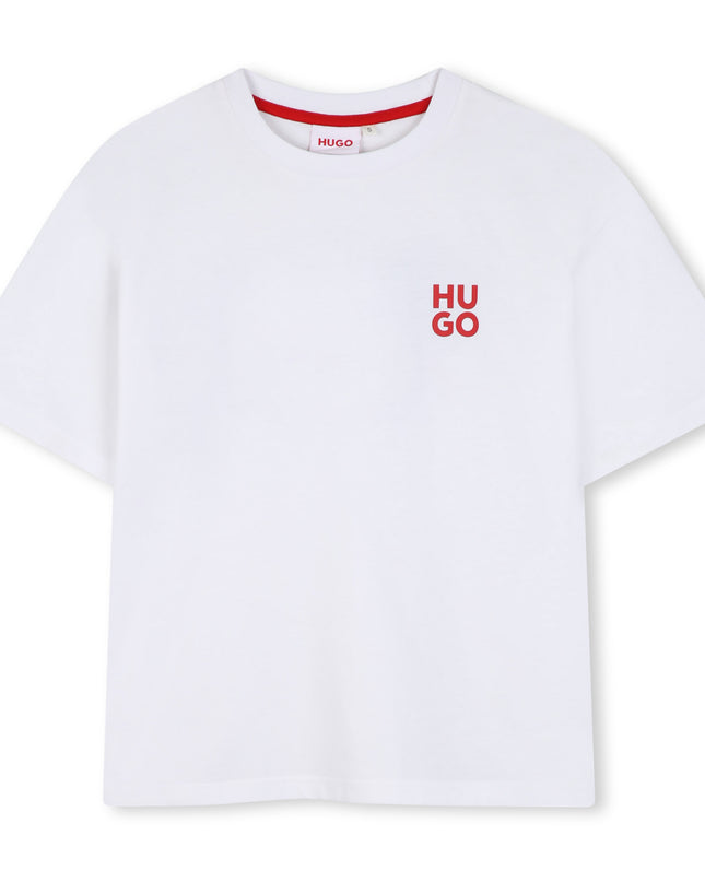 kids atelier hugo White Graphic Logo T-Shirt