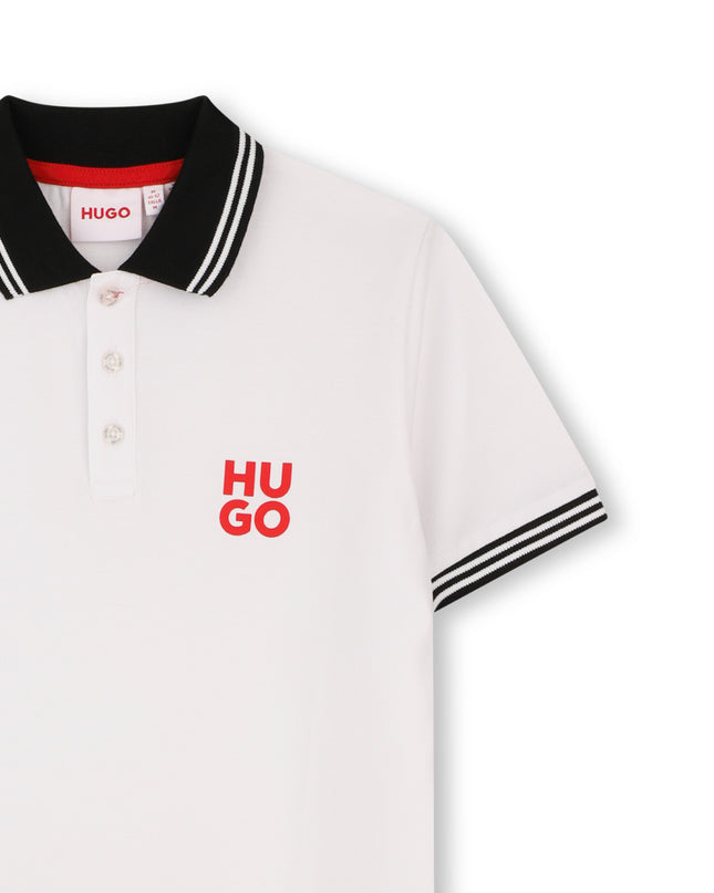 Kids atelier hugo White Contrast Collar Polo
