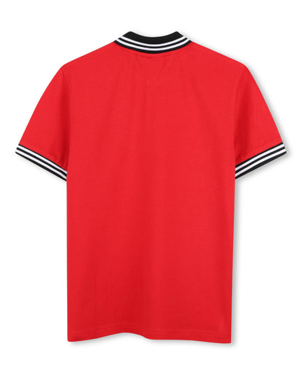 kids atelier hugo Red Contrast Collar Polo