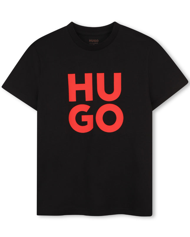 Kids atelier hugo Black Bold Logo T‑Shirt
