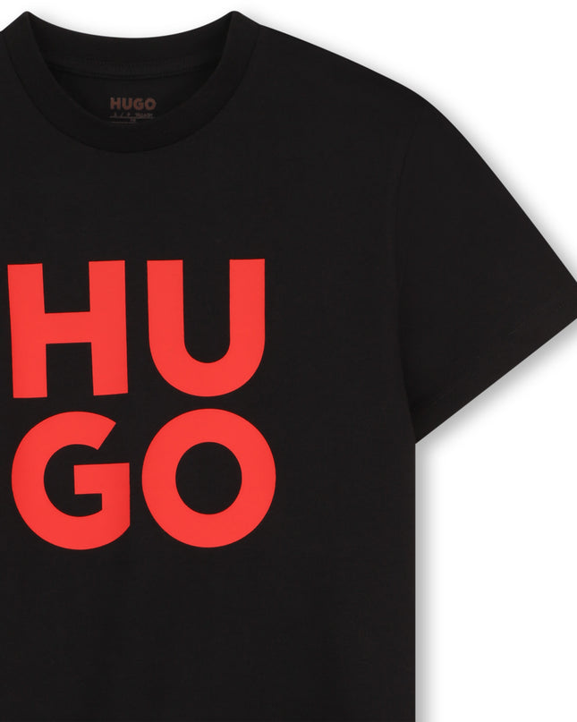 Kids atelier hugo Black Bold Logo T‑Shirt