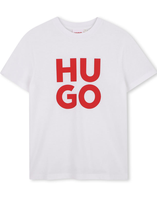 kids atelier hugo White Bold Logo T‑Shirt