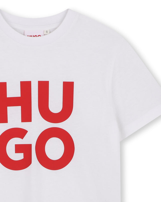 kids atelier hugo White Bold Logo T‑Shirt