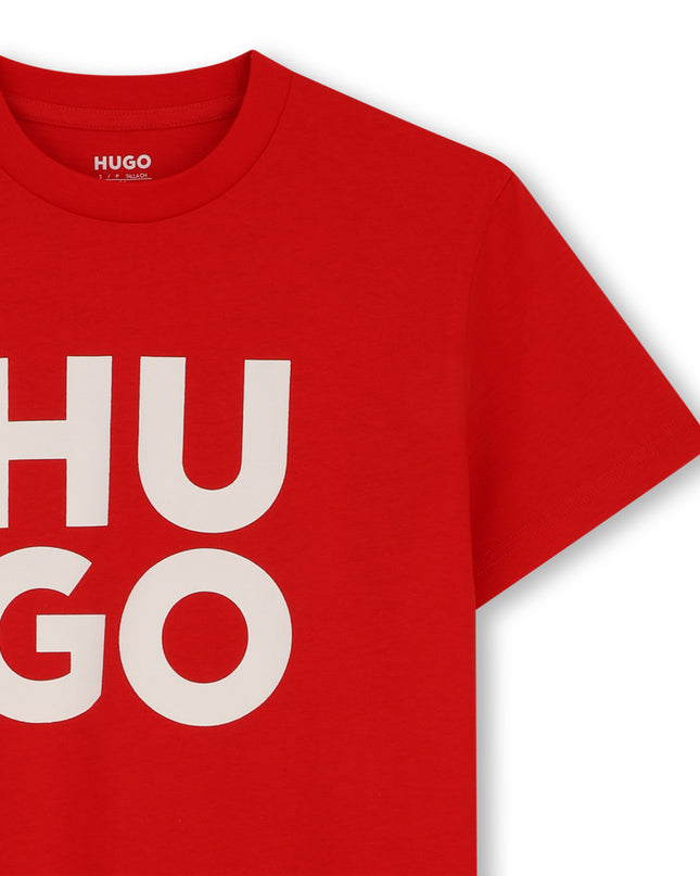 kids atelier hugo Red Bold Logo T‑Shirt