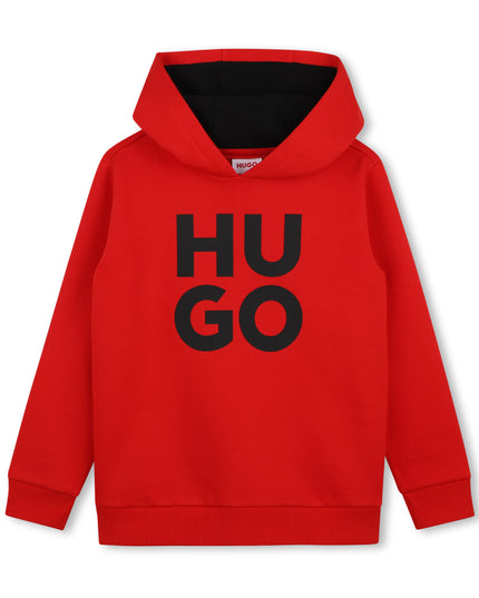 kids atelier hugo Red Logo Fleece Hoodie